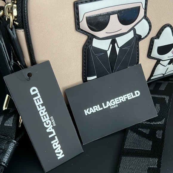 Karl Lagerfeld Black and Cream (Fawn) Crossbody Bag featuring Choupette - Picture 12 of 13